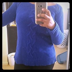 Blue cable knit sweater